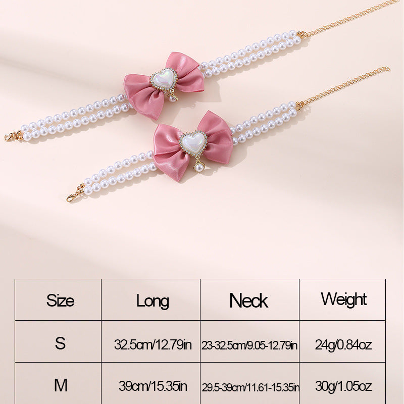 Pink 2 - PCS Cute Pet Pearl Necklace Collar - Size S